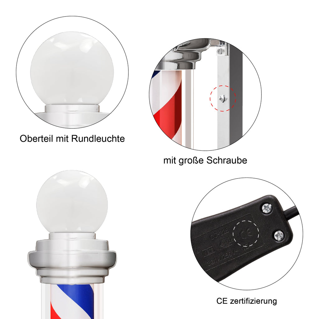 Barber Pole Barbierstab mit LED Kugelleuchte L018B