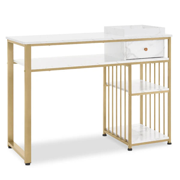 Schminktisch mit Schubladen 2498 Marmor Weiß-Gold
